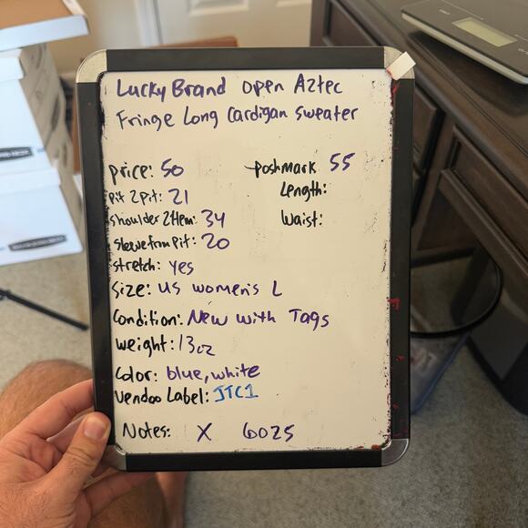 Lucky Brand Open Aztec Fringe Long Cardigan Sweater US Women's L - Picture 7 of 7